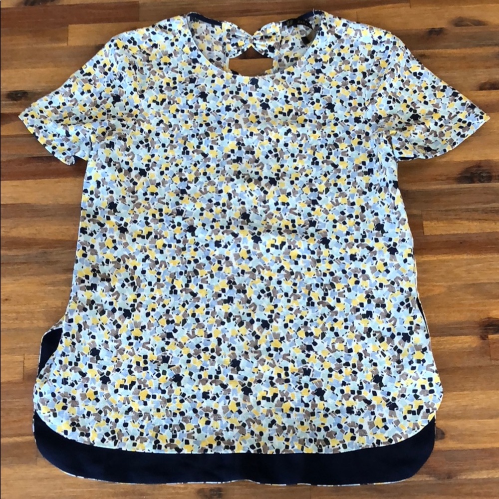 Zara Printed Top with Open Bow Detailing Back